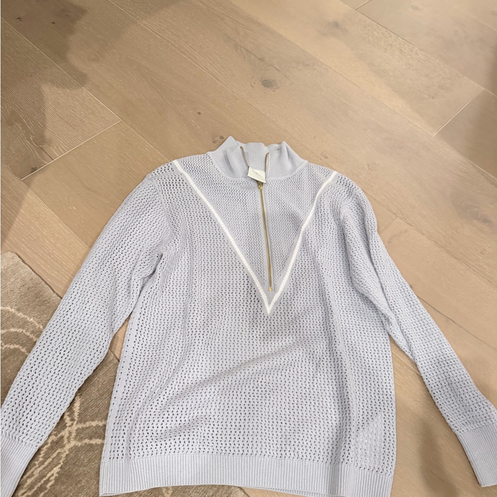 Varley Light Gray Turtleneck Sweater With Zipper